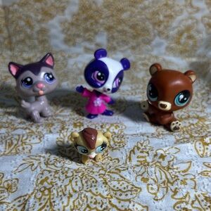 Littlest Pet Shop Animal Figures - Purple, Brown, Cream